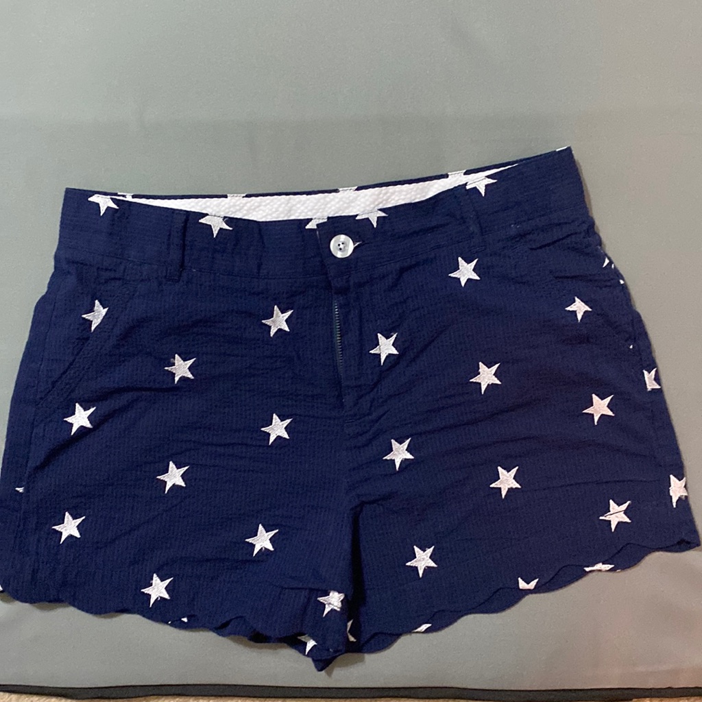 Lauren James Navy Blue With Stars Scalloped Shorts